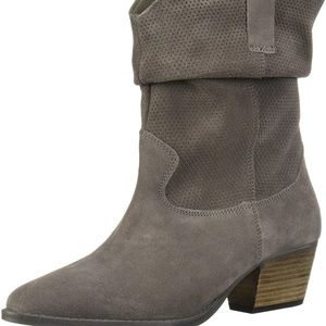 Charles David Zulu Gray Suede Cowboy Block Heel Pointed Toe Bootie Fashion Boot
